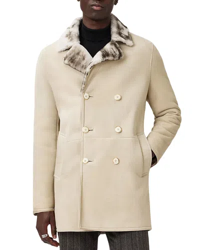 John Varvatos Eldert Double Breasted Coat In Neutral