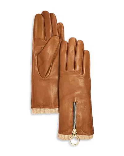 Bloomingdale's Cashmere Lined Leather Zip Gloves - Exclusive In Brown
