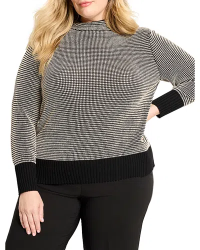 Nic+zoe Plus Pixel Knit Funnel Neck Sweater In Gray