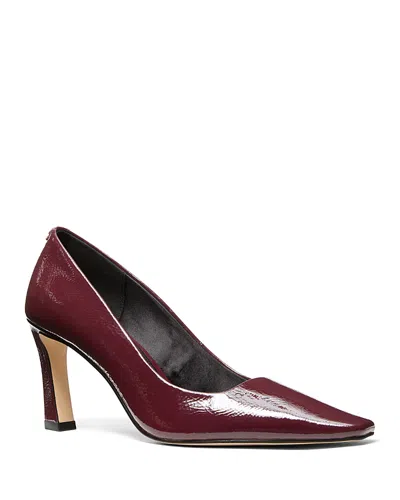 Michael Kors Mid-heel Pumps In Calfskin With Glossy Finish In Burgundy