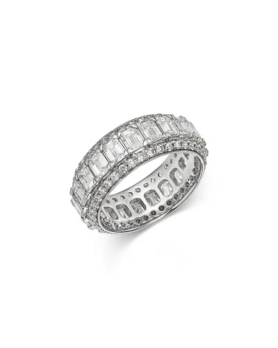 Bloomingdale's Fine Collection Diamond Emerald & Round Cut Eternity Band In Platinum, 5.04 Tcw In White