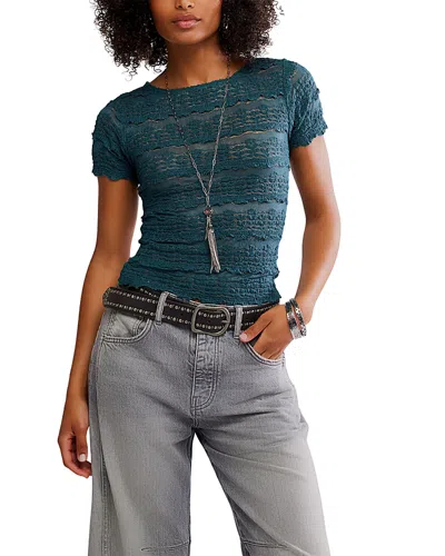 Free People Angelina Lace Tee In Blue
