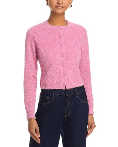 French Connection Tinsel Knit Slim Cardigan Sweater In Pink