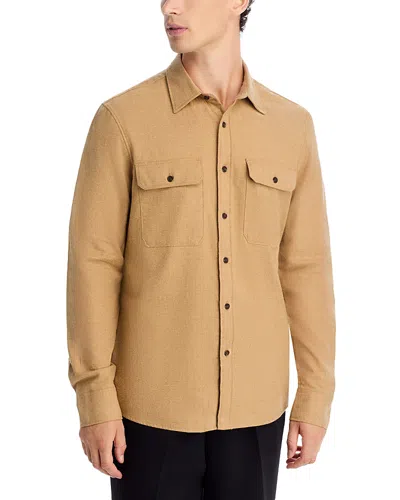 Michael Kors Button Front Flannel Shirt In Brown