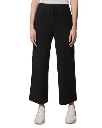 Splendid Pointelle Drawstring Crop Sweater Pants In Black