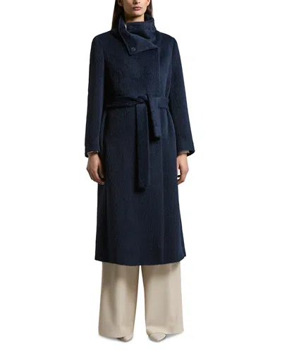 Peserico Long Stand Collar Belted Coat In Multi