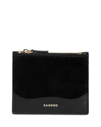Sandro Leather Card Holder In Black