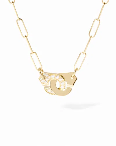 Dinh Van Diamond Handcuff Open Paperclip Link Chain Pendant Necklace, 16.54 In Gold