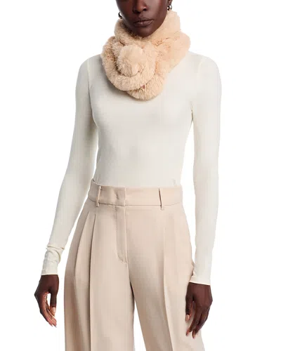 Surell Faux Fur Pompom Scarf In Brown