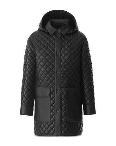 Mackage Litzy Quilted Hooded Leather Jacket In Black