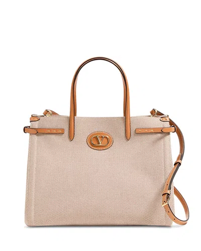 Valentino Antibes Medium Canvas Shopping Convertible Tote Bag In Brown