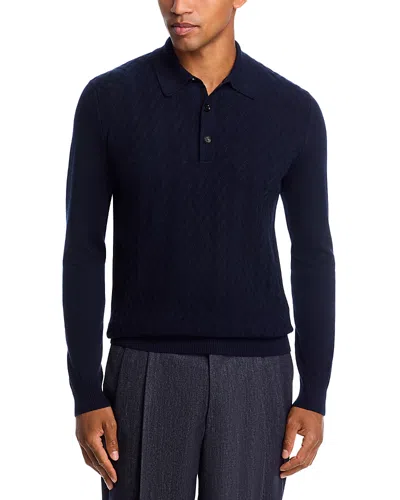 Maurizio Baldassari Parquet Stitch Long Sleeve Polo Sweater In Blue