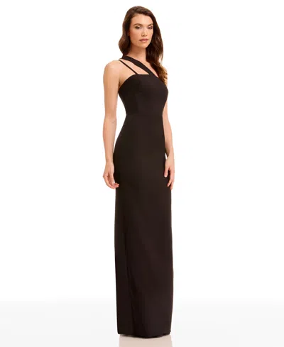 Dress The Population Women's Straight Neck Sheath Maxi Dress In Black