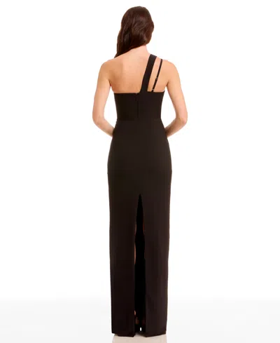 Dress The Population Women's Straight Neck Sheath Maxi Dress In Black