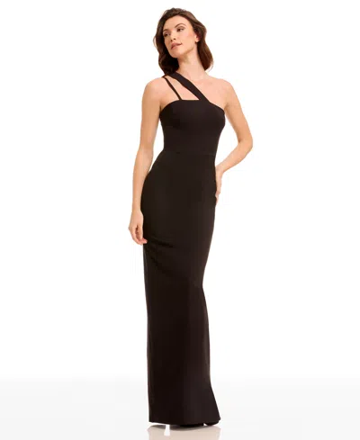 Dress The Population Women's Straight Neck Sheath Maxi Dress In Black
