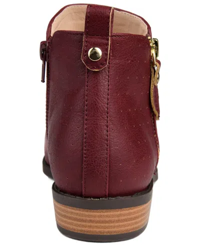 Journee Collection Womens Ellis Stacked Heel Booties In Burgundy