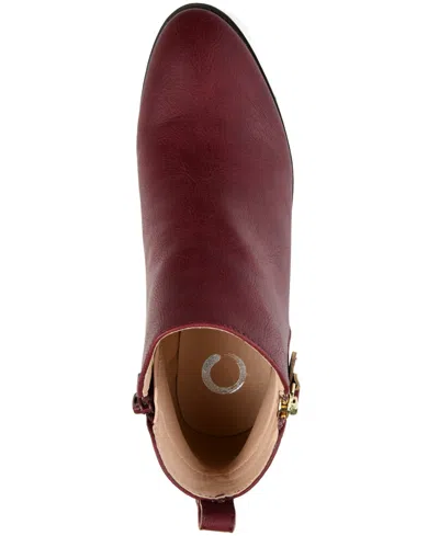 Journee Collection Womens Ellis Stacked Heel Booties In Burgundy