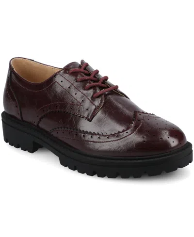 Journee Collection Journee Women's Medium And Wide Width Claudiya Oxford In Burgundy