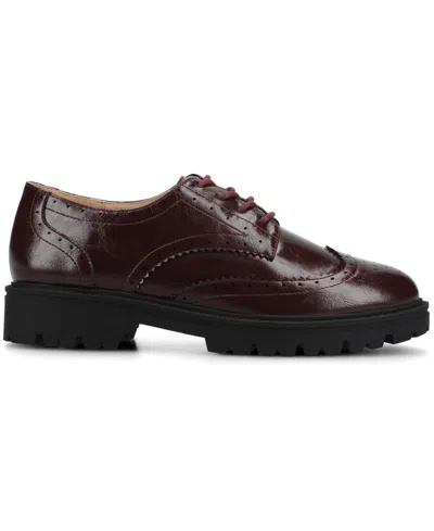 Journee Collection Journee Women's Medium And Wide Width Claudiya Oxford In Burgundy