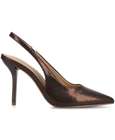 Journee Collection Women's Elenney Pointed Toe Slingback Pumps In Brown