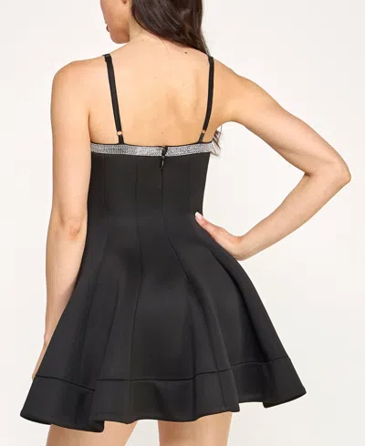 Violet Weekend Junior's Square Neck Sleeveless Dress In Black