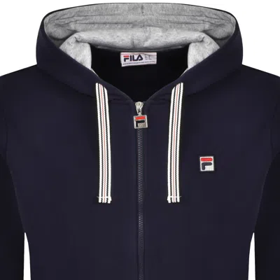 Fila Vintage Fila Tenconi Full Zip Peached Fleece Hoodie Navy In Blue