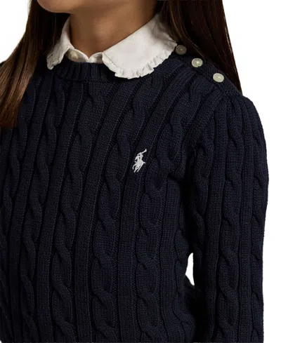 Polo Ralph Lauren Girls 2t-6x Crewneck Cable Knit Sweater In Blue