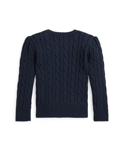 Polo Ralph Lauren Girls 2t-6x Crewneck Cable Knit Sweater In Blue