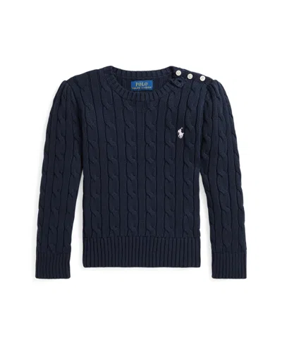 Polo Ralph Lauren Girls 2t-6x Crewneck Cable Knit Sweater In Blue