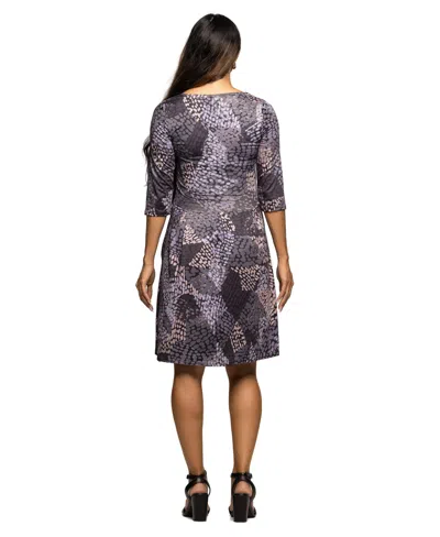 24seven Comfort Apparel Women's Maternity Three Quarter Sleeve Fit And Flare Dress In Gray