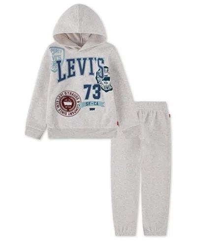 Levi's Boys 4-7 2 Piece Multi Hit Long Sleeves Hoodie And Joggers Set In White