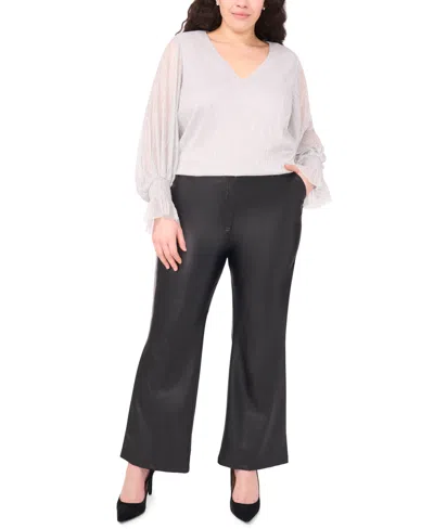 Vince Camuto Plus Size Metallic V-neck Blouse In Neutral