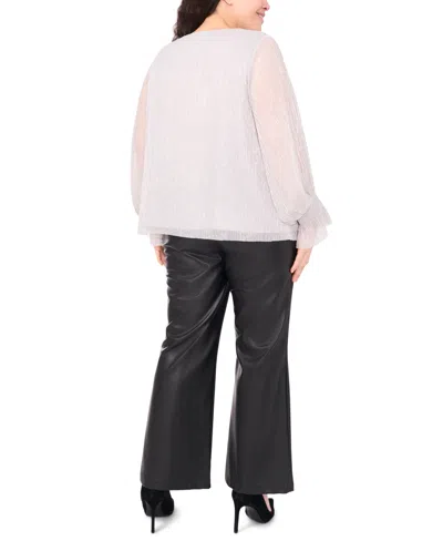 Vince Camuto Plus Size Metallic V-neck Blouse In Neutral