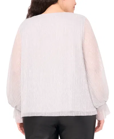 Vince Camuto Plus Size Metallic V-neck Blouse In Neutral