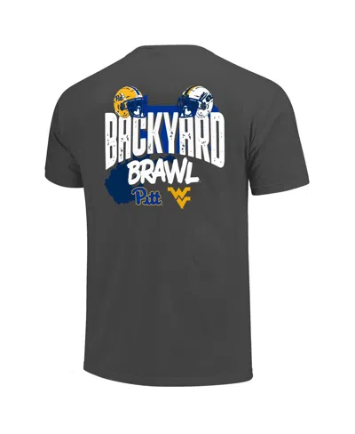Image One Men's Charcoal Pitt Panthers Vs. West Virginia Mountaineers Backyard Brawl Comfort Colors T-shirt In Blue
