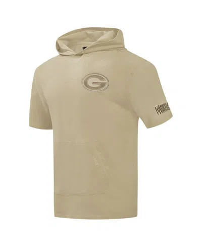 Pro Standard Men's Tan Green Bay Packers Neutrals Capsule Short Sleeve Pullover Hoodie In Neutral