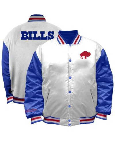 Mitchell & Ness Women's White Buffalo Bills Throwback Plus Size Full-snap Satin Jacket In White