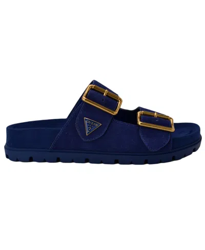 Guess Women's Fasten Double-buckle Footbed Sandals In Blue