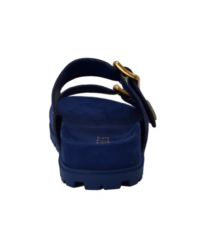 Guess Women's Fasten Double-buckle Footbed Sandals In Blue