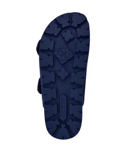Guess Women's Fasten Double-buckle Footbed Sandals In Blue