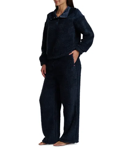 Tommy Hilfiger Women's 2-piece Long Sleeves Top And High Waist Pants Set In Blue