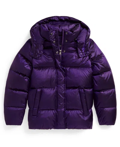 Polo Ralph Lauren Girls 7-16 Mock Neck Hooded Jacket In Purple