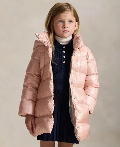 Polo Ralph Lauren Ralph Lauren Metallic Down Hooded Long Jacket In Neutral