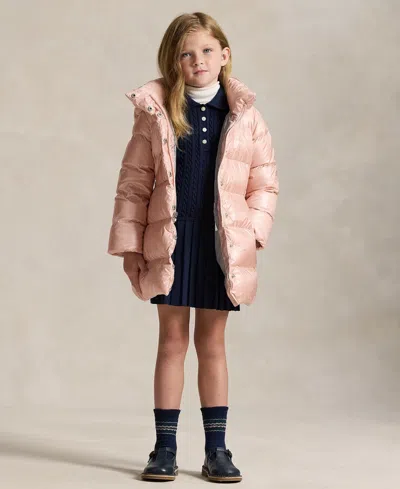 Polo Ralph Lauren Ralph Lauren Metallic Down Hooded Long Jacket In Neutral