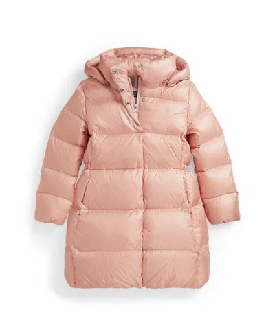Polo Ralph Lauren Ralph Lauren Metallic Down Hooded Long Jacket In Pink