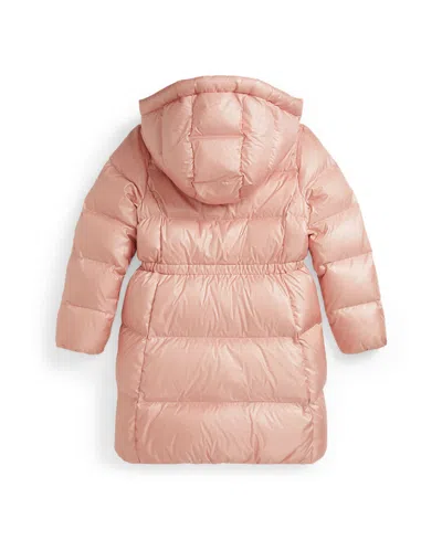 Polo Ralph Lauren Ralph Lauren Metallic Down Hooded Long Jacket In Pink