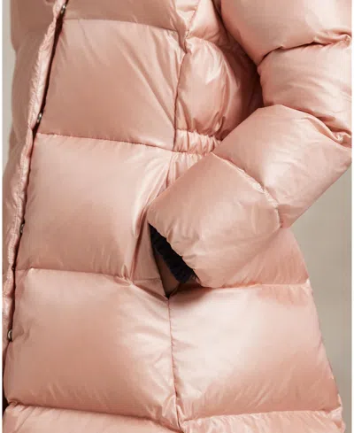 Polo Ralph Lauren Ralph Lauren Metallic Down Hooded Long Jacket In Pink