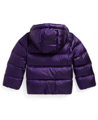 Polo Ralph Lauren Girls 2t-6x Metallic Long Sleeves Hooded Jacket In Purple