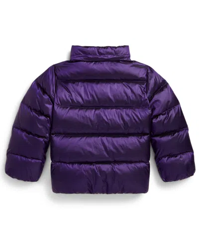 Polo Ralph Lauren Girls 2t-6x Metallic Long Sleeves Hooded Jacket In Purple