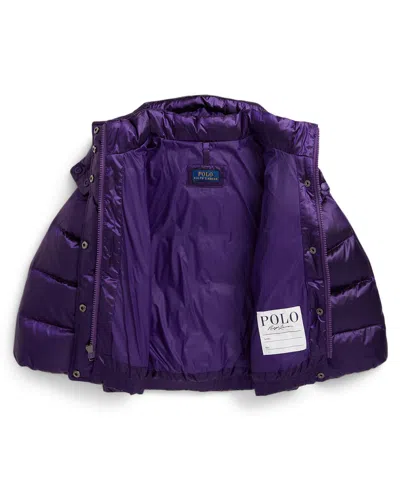 Polo Ralph Lauren Girls 2t-6x Metallic Long Sleeves Hooded Jacket In Purple